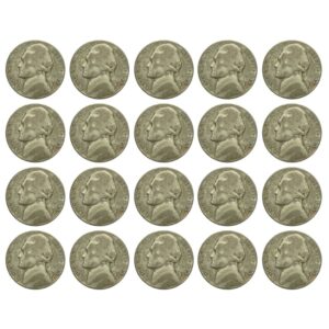 $1 Face (20 Coins) Circulated War Nickels 35% Silver (1942-1945)