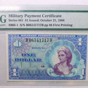 $1., Series 661., Military Payment Certificate., PMG CU-66 EPQ., Store #1784