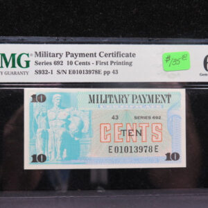 10 Cent Military Payment Certificate, PMG Graded 66 EPQ. Store #04843