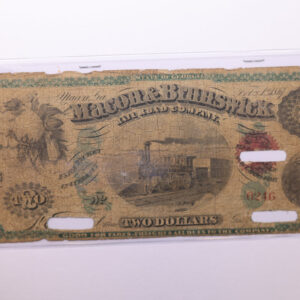 1800's $2, MACON & BRUNSWICK Rail Road., Obsolete Currency., Store #GA006.