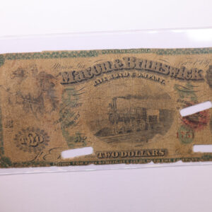 1800's $2, MACON & BRUNSWICK Rail Road., Obsolete Currency., Store #GA007.