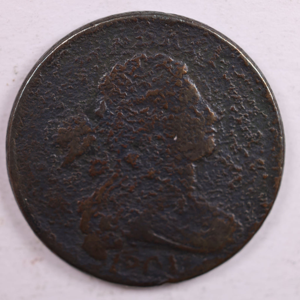 1801 Draped Bust., Large Cent., Very Good Details Coin., Store Sale #CT0014