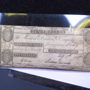1807 $10 Obsolete Currency, Berkshire Bank, Pittsfield, Store #05698