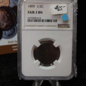 1809 Classic Head Half Cent. NGC Graded Fair 2 BN. Store #08477
