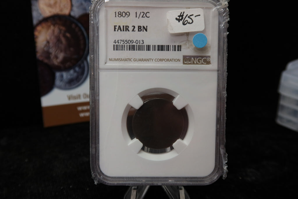 1809 Classic Head Half Cent. NGC Graded Fair 2 BN. Store #08477