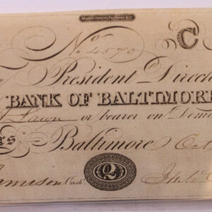 1813 $2, Bank of Baltimore, MD., Obsolete Currency., #18354