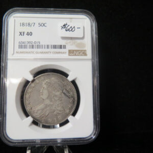 1818/7 Capped Bust Half Dollar, NGC Graded XF 40 Circulated Coin. Store #03307