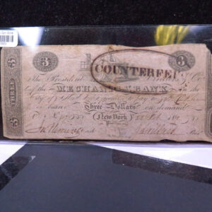 1819 $3 Obsolete Currency. "Mechanics Bank" New York. Store #05683