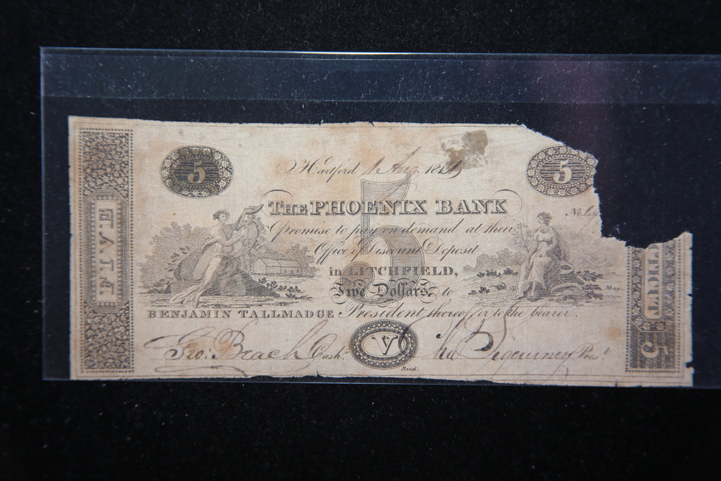 1821 Phoenix Bank, Hartford CT. Obsolete Currency, Store Sale 093030