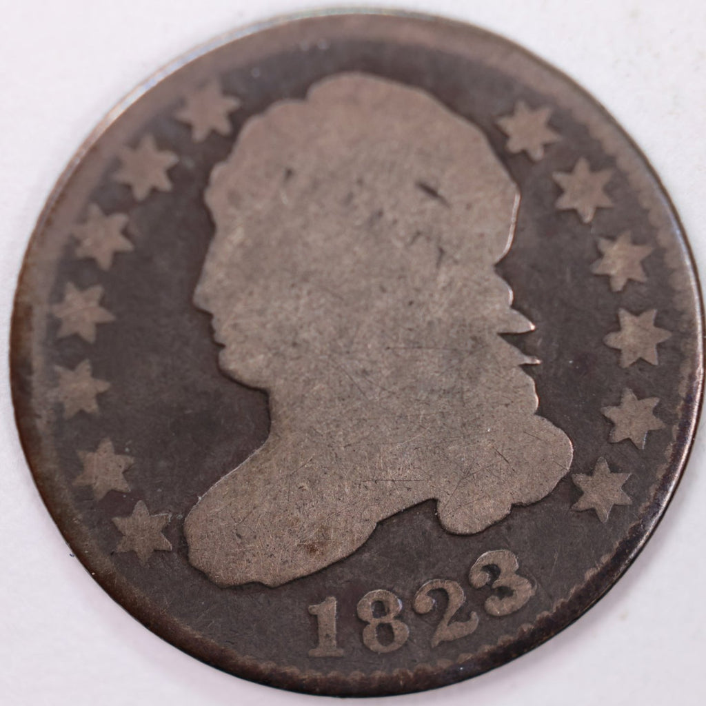 1823/2 Cap Bust Silver Dime, Very Good Circulated Coin, Store #d823.02