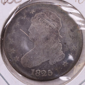 1825 Cap Bust Silver Quarter., Very Good, Circulated Coin., Store#1049