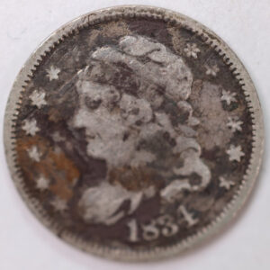 1834 Cap Bust Half Dime, Fine Circulated Coin, Store #M834.01
