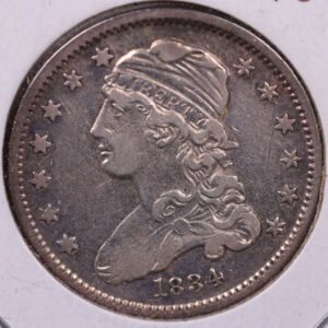 1834 Cap Bust Silver Quarter., Extra Fine+, Coin., Store#1051