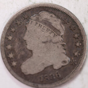 1836 Cap Bust Silver Dime, Good Circulated Coin, Store #d836.01