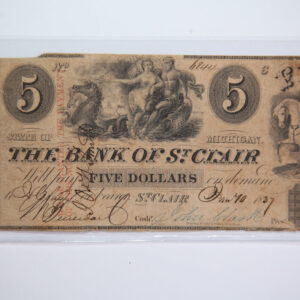 1837 $5, St Clair, Michigan., Obsolete Currency, Store Sale 0932427