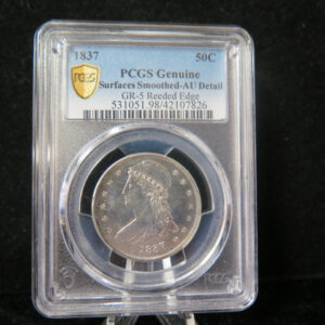 1837 Capped Bust Half Dollar, PCGS Genuine AU Detail Circulated Coin. Store #03320