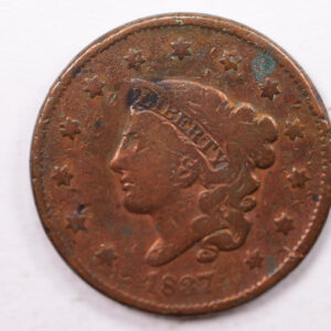 1837 Matron Head., Large Cent., Very Good Details., Circulated Coin., Store Sale #CT0035