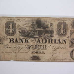 1838 ADRIAN Michigan., Obsolete Currency, Store Sale 0932179