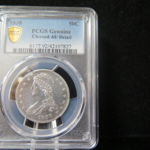 1838 Capped Bust Half Dollar, PCGS Genuine AU Detail Circulated Coin. Store #03321