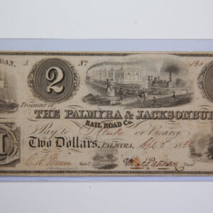 1839 $2, Palmyra., Michigan., Obsolete Currency, Store Sale 09322564