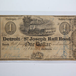 1840 $1 Detroit and St Joseph R/R, Michigan., Obsolete Currency, Store Sale 0932315.