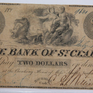 1840 $2, St Clair, Michigan., Obsolete Currency, Store Sale 0932431