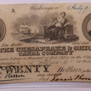 1840 $20., CHESAPEAKE & OHIO CANAL CO., STORE #18434