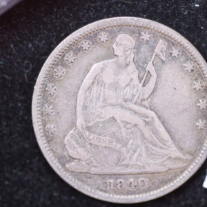 1840 Seated Liberty Half Dollar, Affordable VF+ Circulated Coin, Store #14117