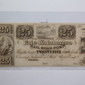 1841 25 Cent Adrian MI., Altered Toledo. Obsolete Currency, Store Sale 0932342.