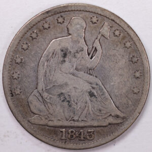 1843 Liberty Seated Half Dollar, Very Good Circulated Coin, Store #H843.01