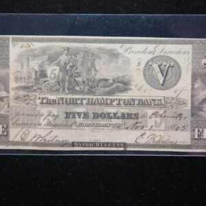 1843 North Hampton Bank, Massachusetts, Obsolete Currency, Store Sale 093086