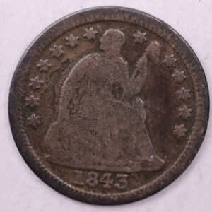 1843 Seated Liberty Half Dime., VG., Coin., Store Sale #18878