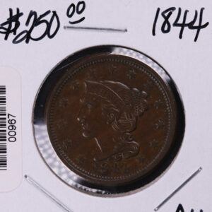1844 Large Cent, Affordable Early Date Copper Cent. Available on-line Only. #0967