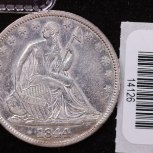 1844 Liberty Seated Half Dollar, Affordable Circulated Coin. Store #14126