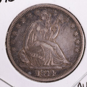 1844 Seated Liberty Half Dollar, Affordable Collectible Coin, About Uncirculated, Store #230804139