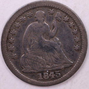 1845 Seated Liberty Half Dime., XF., Coin., Store Sale #18882