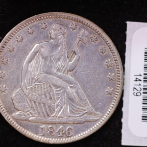 1846 Liberty Seated Half Dollar, Tall Date, Affordable Circulated Coin. Store #14129