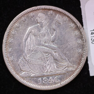 1846-O Liberty Seated Half Dollar, MED Date, Affordable Circulated Coin. Store #14130