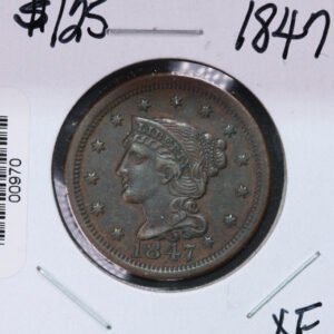 1847 Large Cent, Affordable Early Date Copper Cent. Available on-line Only. #0970