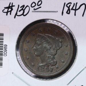 1847 Large Cent, Affordable Early Date Copper Cent. Available on-line Only. #0969