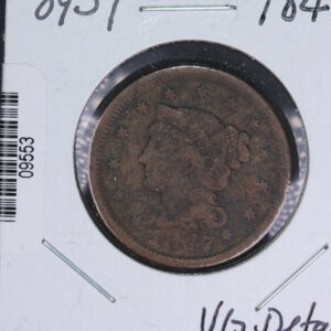 1847 Liberty Head Large Cent. Affordable Collectible Coin. Store # 09553