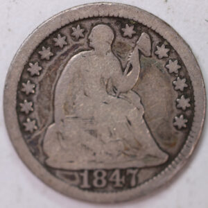 1847 Seated Half Dime, Fine Circulated Coin, Store #M847.01