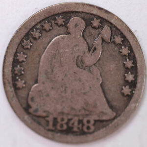 1848 Seated Half Dime, Fine Circulated Coin, Store #M848.01