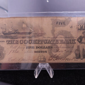 1849 $5 Obsolete Currency. The COCHITUATE Bank. Store #01002