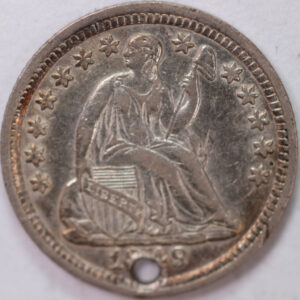 1849, 9/6 Seated Half Dime, Fine Circulated Coin, Store #M849.01