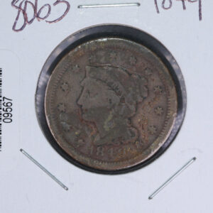 1849 Liberty Head Large Cent. Affordable Collectible Coin. Store # 09567