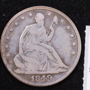 1849 Liberty Seated Half Dollar, Affordable Uncirculated Coin. Store #14136