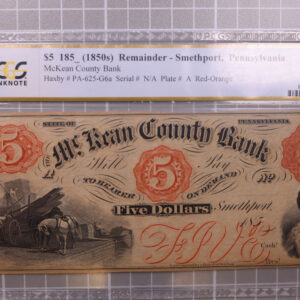 185_ $5., MCKEAN COUNTY BANK., Smethport, PA., Receipt., Store #GPA002