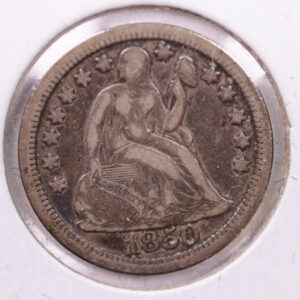 1850 Seated Liberty Silver Dime., V.F+., Store Sale #19030