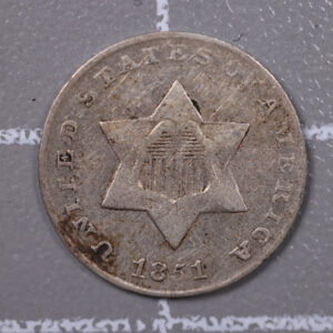 1851 3 Cent Silver., Fine Circulated Coin., Store #0931